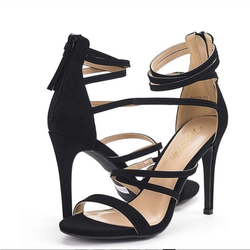 New Black Strappy High Heel Sandals